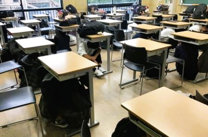 学園合同防災訓練を行いました。