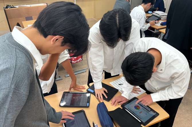 高校2年生ABコース　総合探究を行っています。